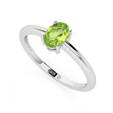 peridot oval cut stackable prong-set ring